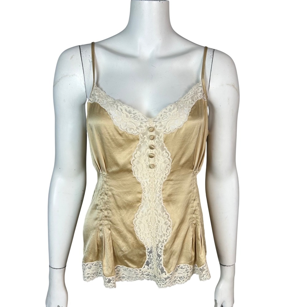 Y2K Dainty Silk Camisole top Size 10 Fairy Banana Republic Lace Dainty Regency